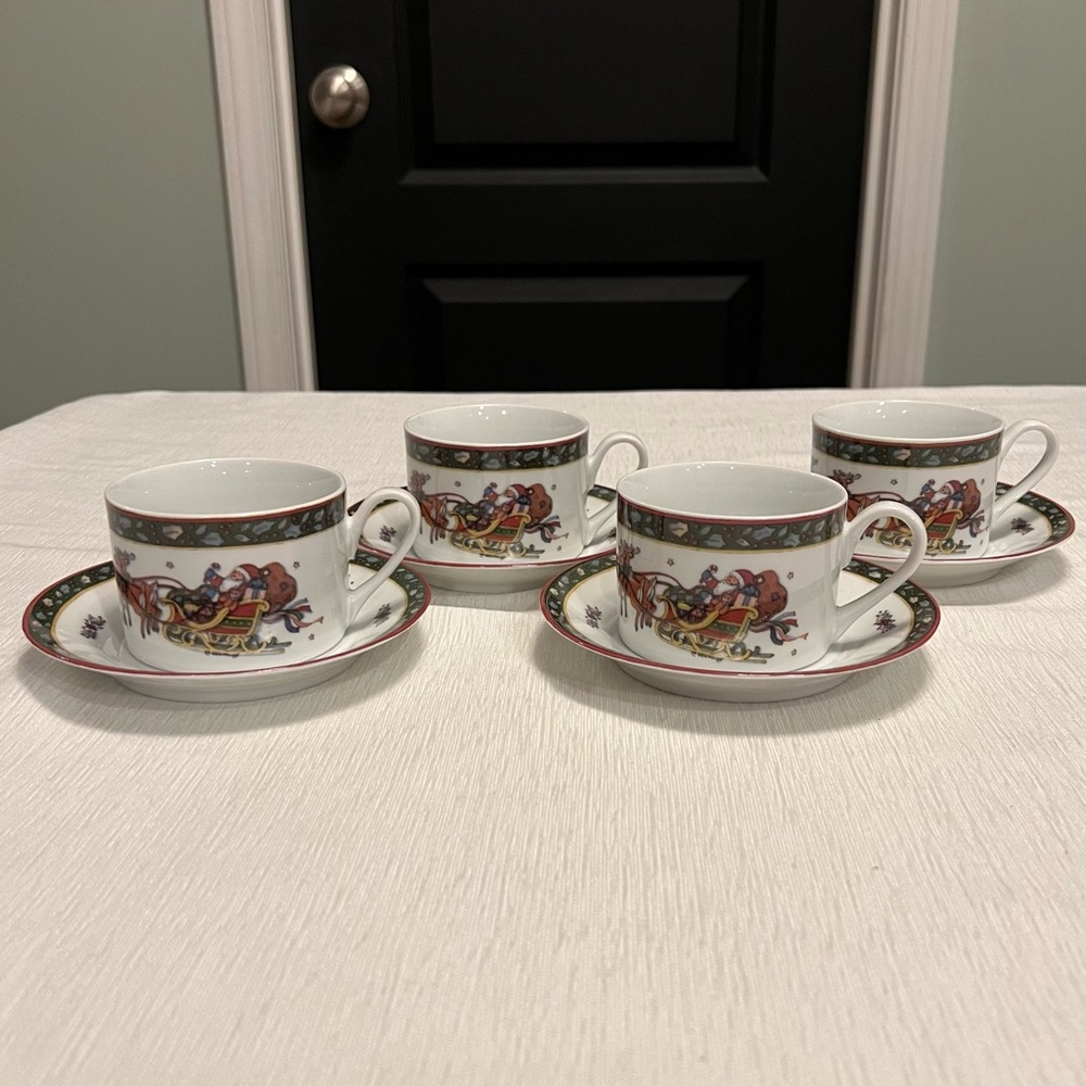 NWOT “A Christmas Story” Coffee/Tea Cup and Saucer - 4 sets Boxed